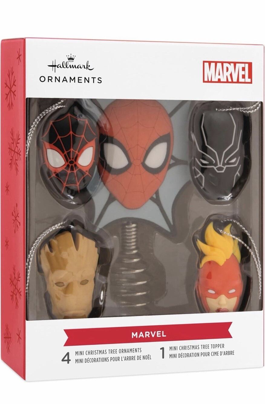 Hallmark Marvel Superheroes Mini Christmas Tree Topper and Ornaments, Set of 5
